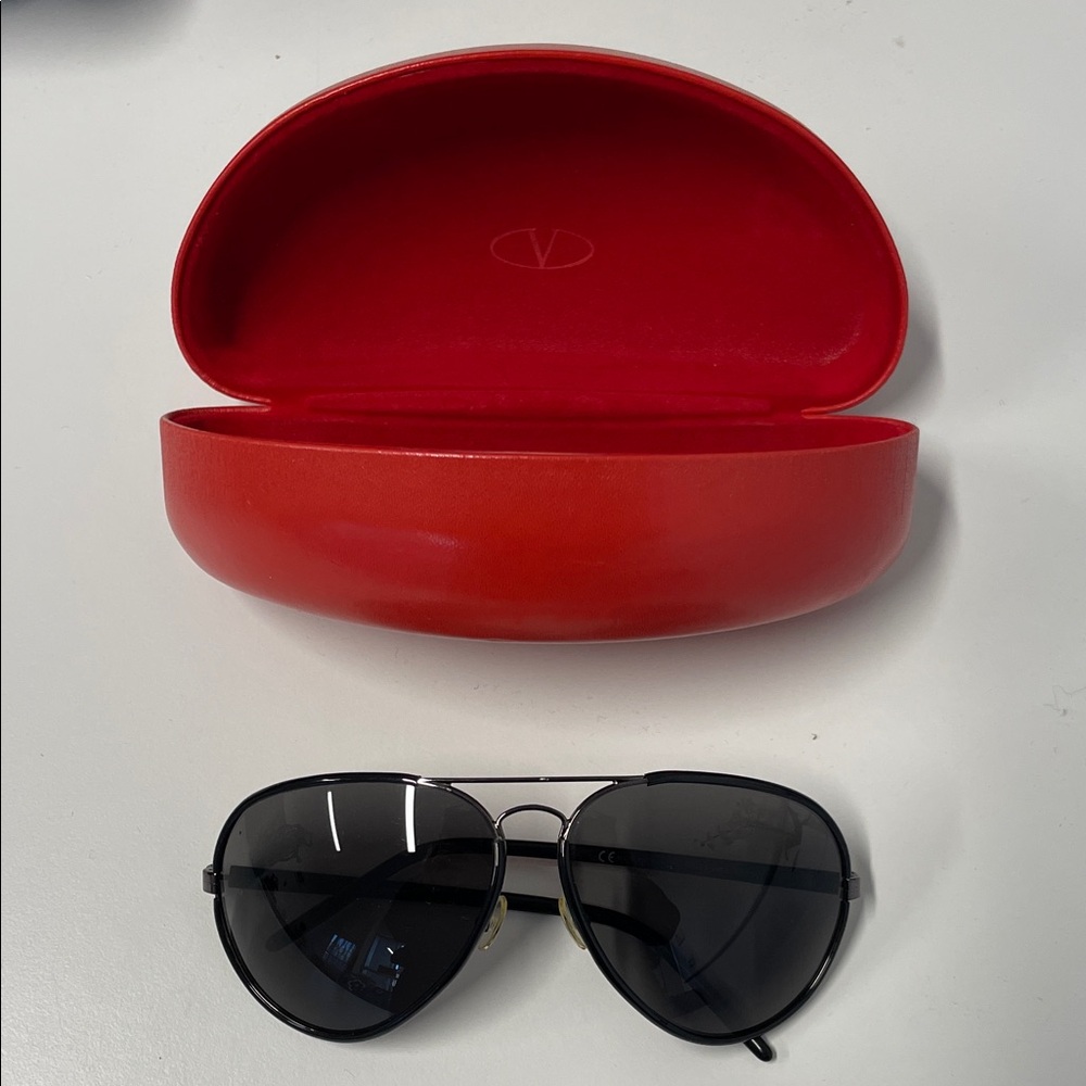 Valentino Black Sunglasses with Red Case